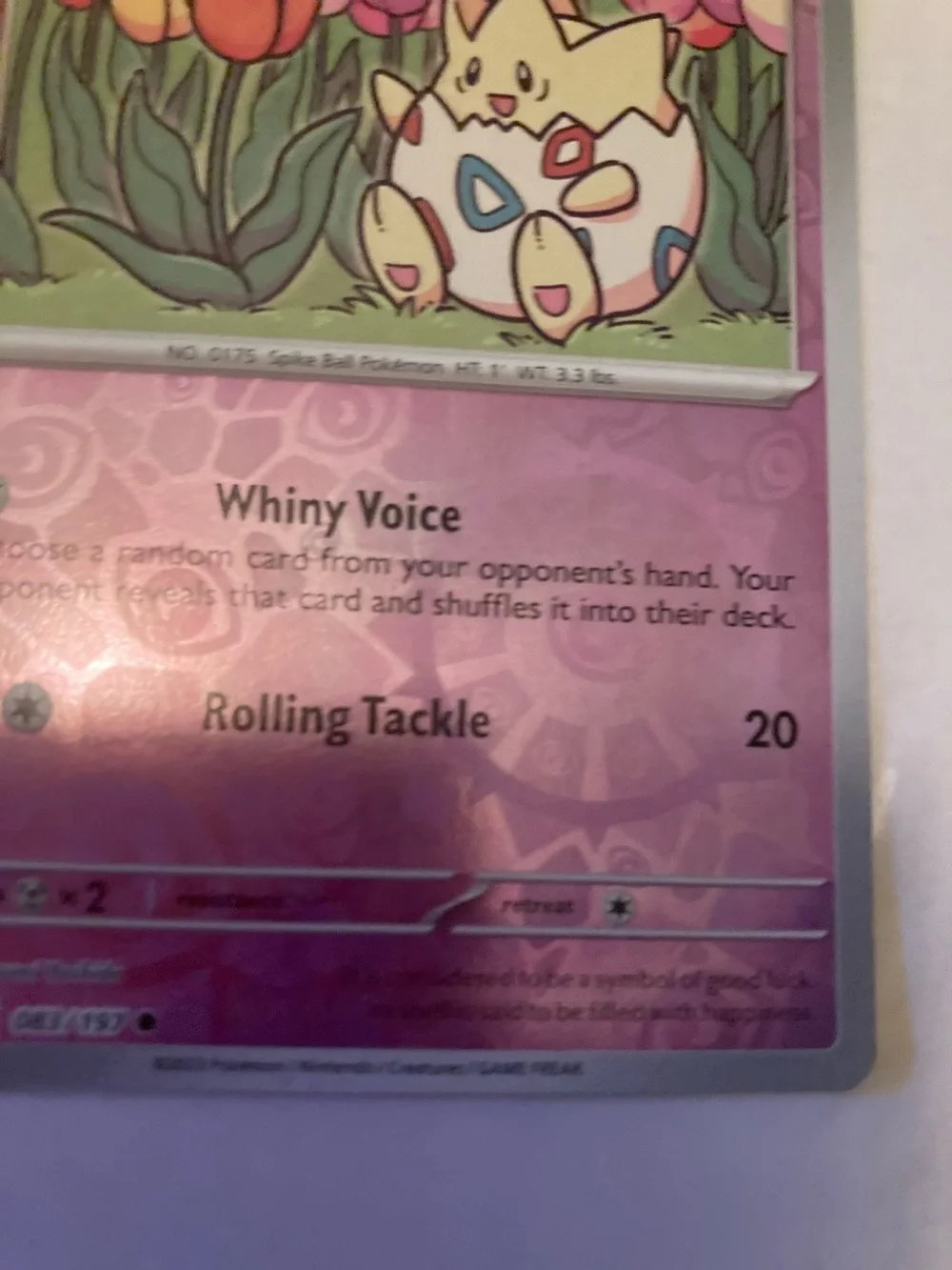 Pokemon Togepi Pink Purple Trading Card